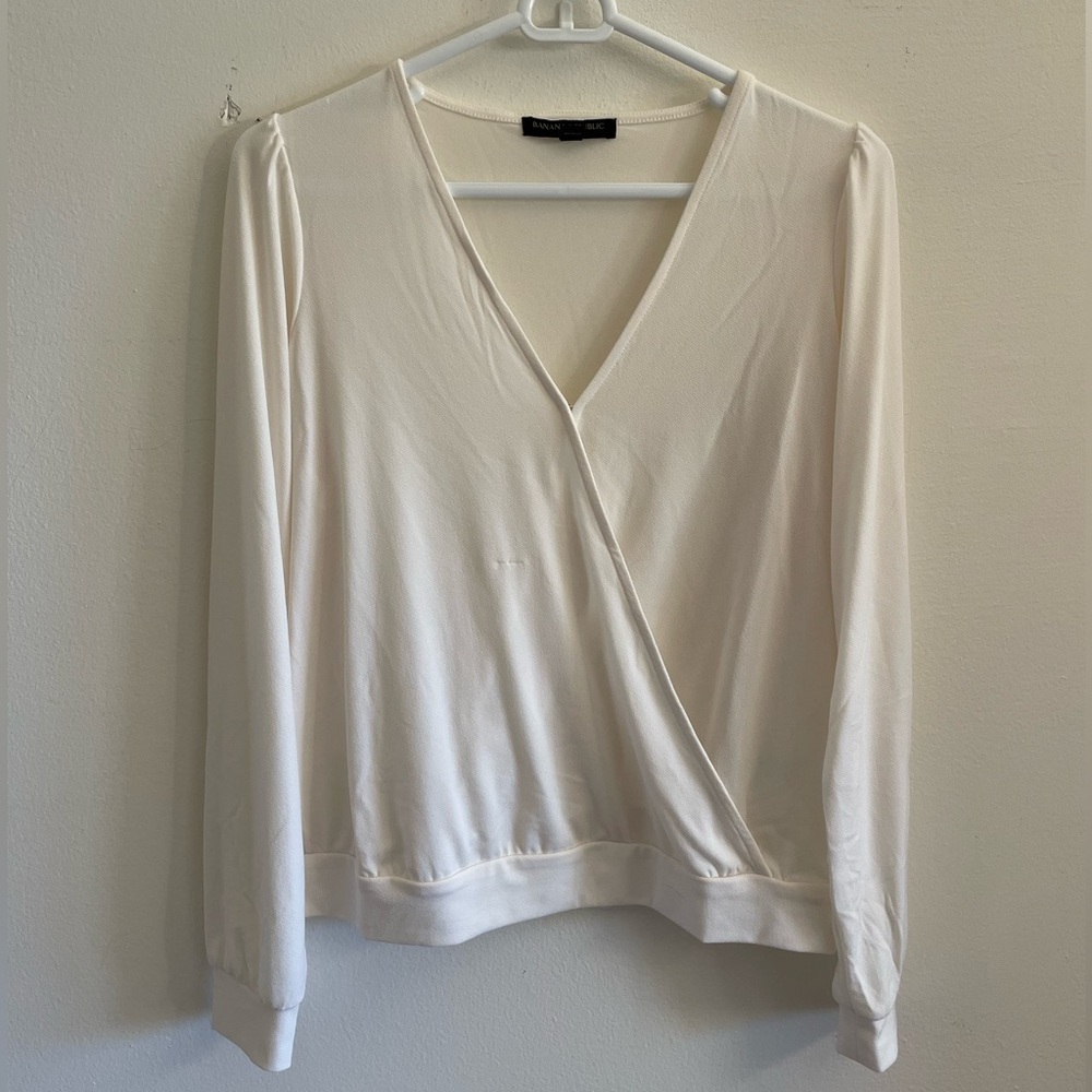 Banana Republic White Wrap Top